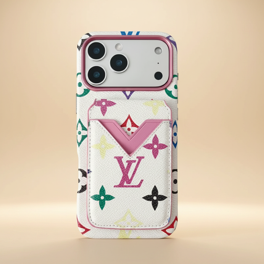 Black Multicolor LV iPhone Case – Cardholder Detail | classic black multicolor LV canvas, luxury phone cover | Elitesmark