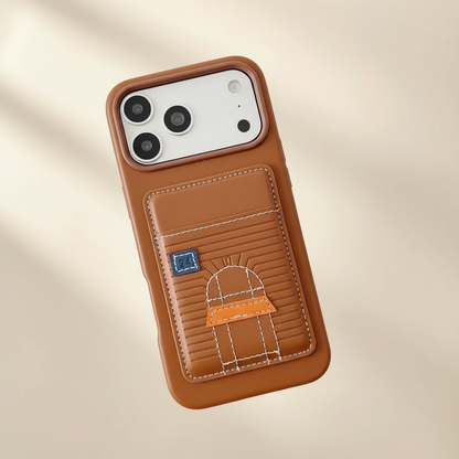 Black Hermès iPhone Case – Leather Texture | premium stitching, luxury French designer iPhone 17 cover | Elitesmark
