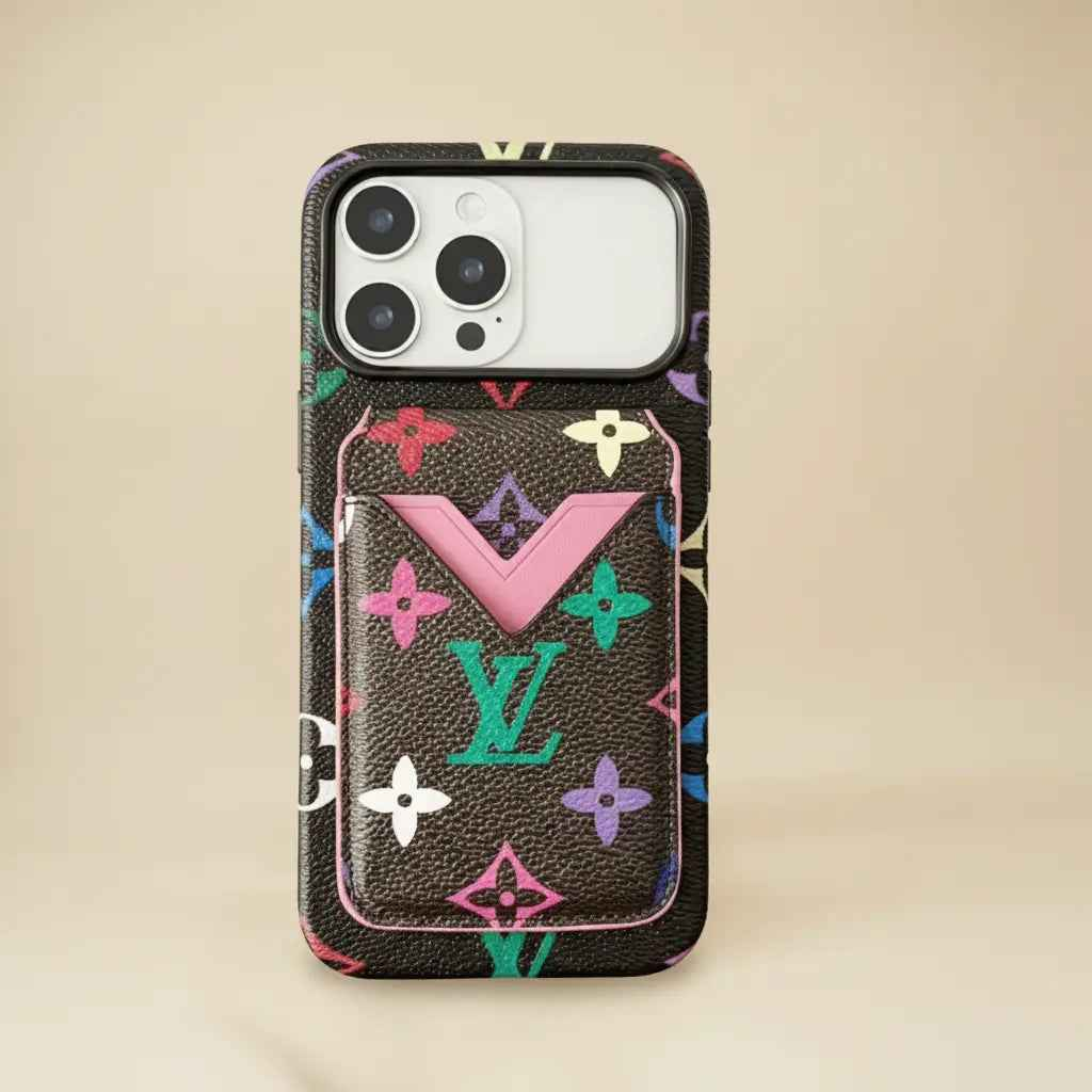 Brown Red Louis Vuitton iPhone 17 Pro Max Case with cardholder – Classic Monogram Luxury