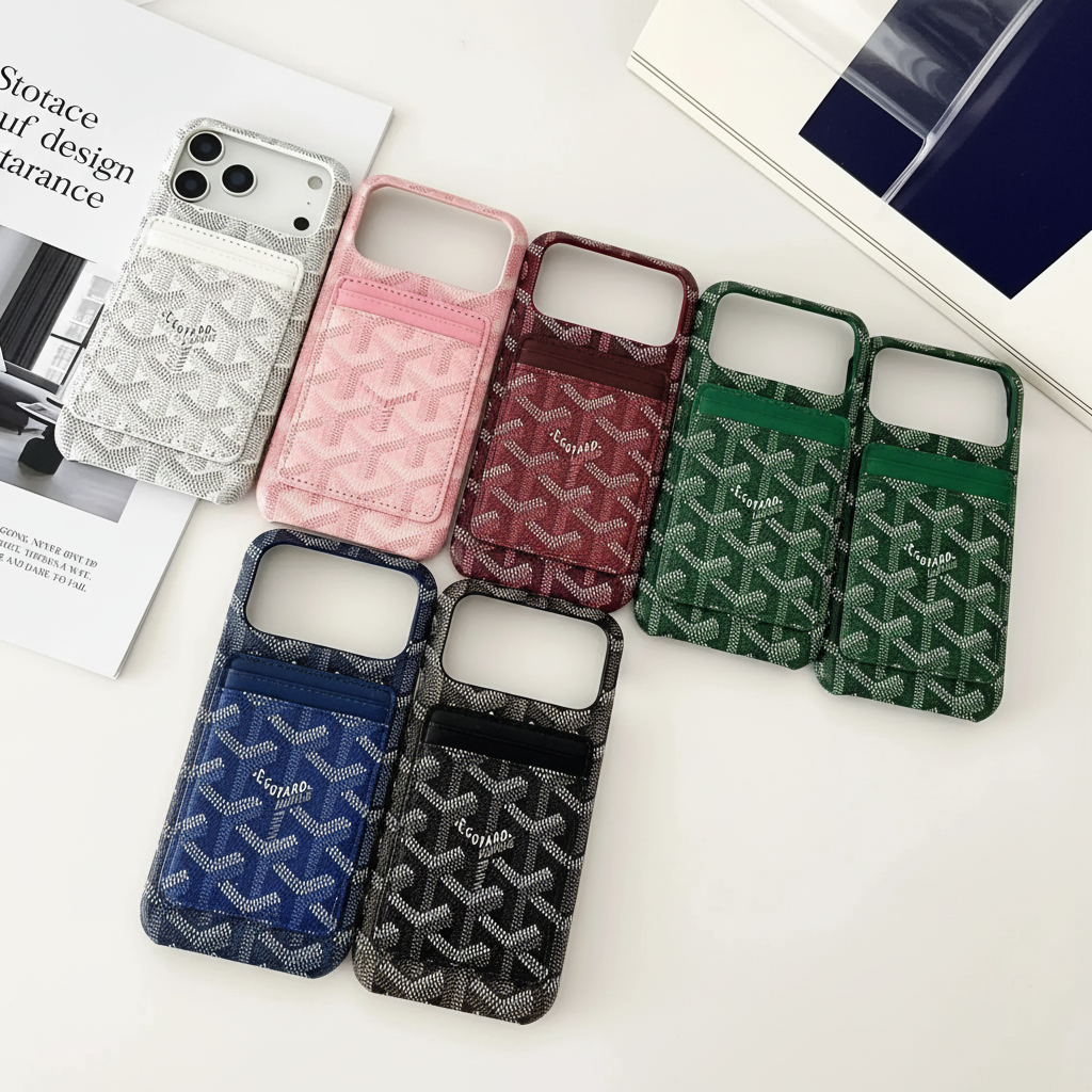 Black Goyard iPhone 17 Pro Max MagSafe Case – Full Product View | Goyard pattern cardholder luxury cover, Elitesmark premium phone accessories | Elitesmark