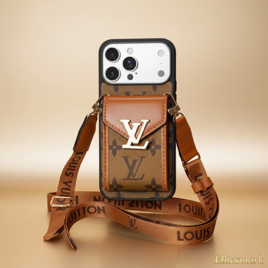 Camel Brown Louis Vuitton iPhone 17 Pro Max Case – Classic LV Monogram | camel brown LV pattern, premium finish, luxury designer cover | Elitesmark