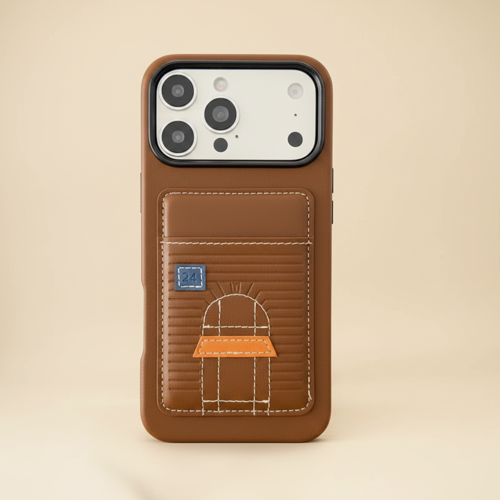 Brown Hermès iPhone Case – Close-Up Leather | premium brown leather texture, luxury phone accessory, Elitesmark | Elitesmark