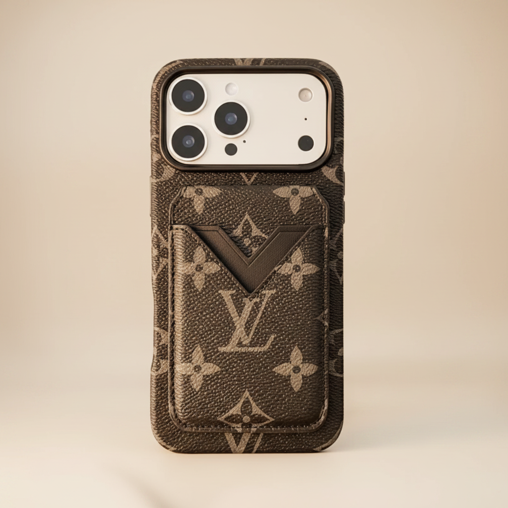 Beige Gucci iPhone 17 Pro Max Wallet Case – Back View | GG canvas pattern, beige monogram, luxury phone case | Elitesmark