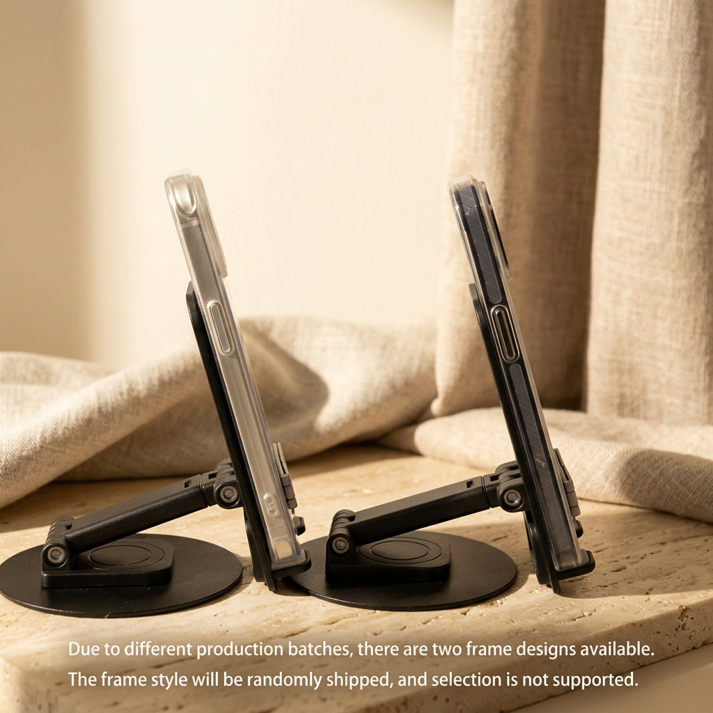 Two case side profiles on black display stands showing light and dark frame designs, side controls and a notice that frame selection is not supported.