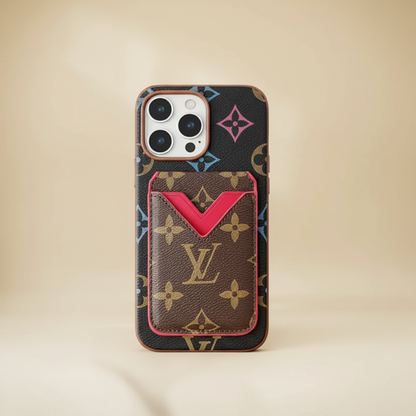 Black Multicolor LV iPhone Case – Close-Up Pattern | black multicolor LV canvas texture, luxury designer cover | Elitesmark