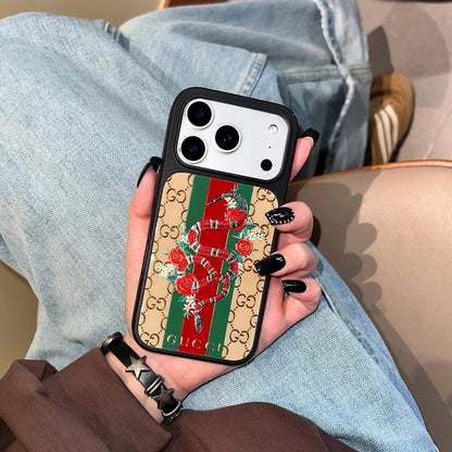 Kingsnake Gucci iPhone 17 Pro Max Case – GG Monogram Web Stripe Luxury Cover