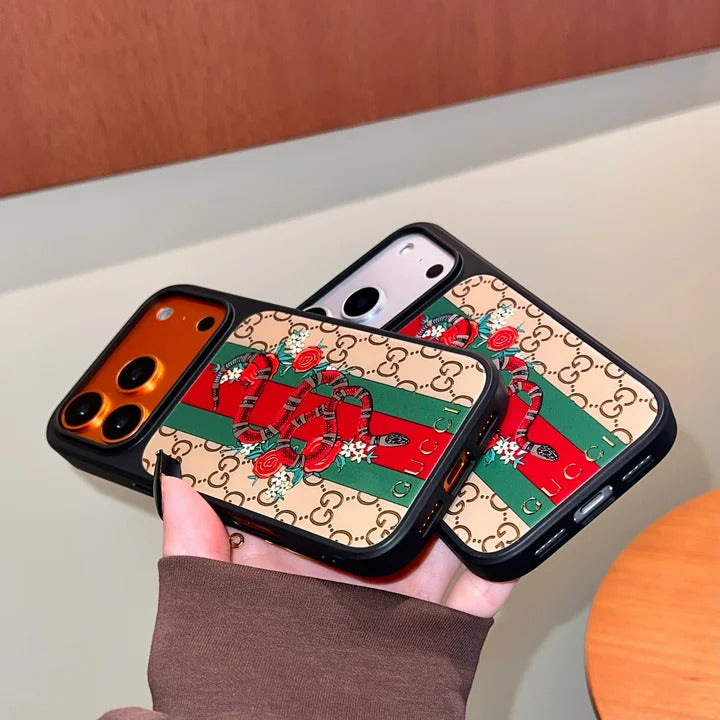 Kingsnake Gucci iPhone 17 Pro Max Case – GG Monogram Web Stripe Luxury Cover
