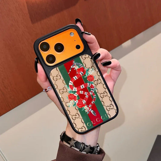 Kingsnake Gucci iPhone 17 Pro Max Case – GG Monogram Web Stripe Luxury Cover