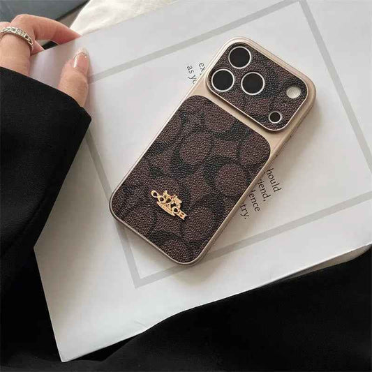 Coach iPhone Case with Gold Emblem - iPhone Cover with Coach Gold Logo