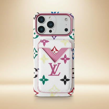 white Camel Louis Vuitton iPhone Case – Side Profile | slim LV cardholder case, luxury phone accessory | Elitesmark